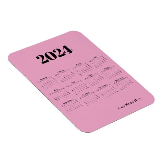 Rosa Magnetkarte für den Kalender 2024 Magnet (Rechte Seite)