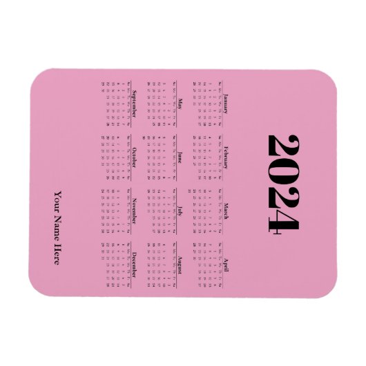 Rosa Magnetkarte für den Kalender 2024 Magnet (Horizontal)