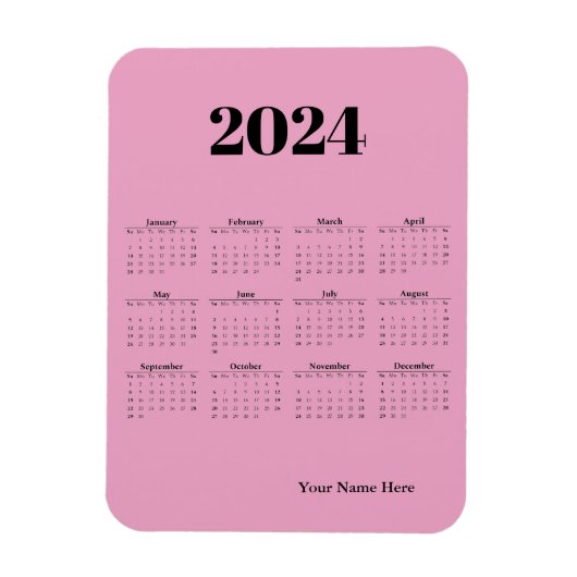 Rosa Magnetkarte für den Kalender 2024 Magnet (Vertikal)