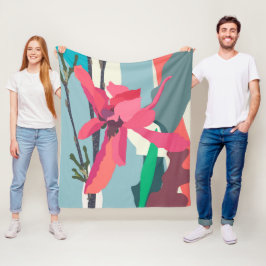 Rosa Magnolia Abstrakte Blumenfarbblöcke Zuhause Fleecedecke