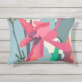 Rosa Magnolia Abstrakte Blumenfarbblöcke Zuhause Kissen Für Draußen