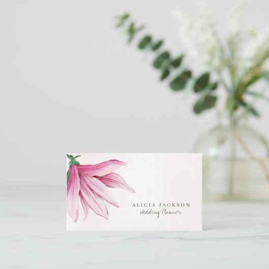 Rosa Magnolia Aquarell Moderner Hochzeitsplaner Visitenkarte (Stehend Vorderseite)