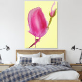 Rosa Magnolia Aquarellkunst Grosse Blume Leinwanddruck (Insitu (Schlafzimmer))