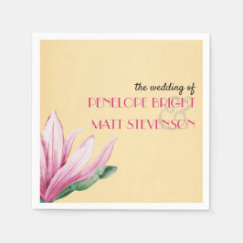 Rosa Magnolia Blume Antique Monogram Hochzeit Serviette