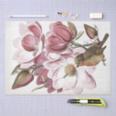 Rosa Magnolia Blume Botanischer Bird Craft Seidenpapier (Handwerk)