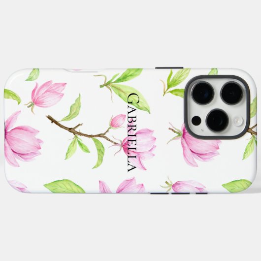 Rosa Magnolia-Blume Case-Mate iPhone Hülle (Rückseite (Horizontal))