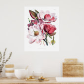 Rosa Magnolia-Blume drucken Poster (Küche)