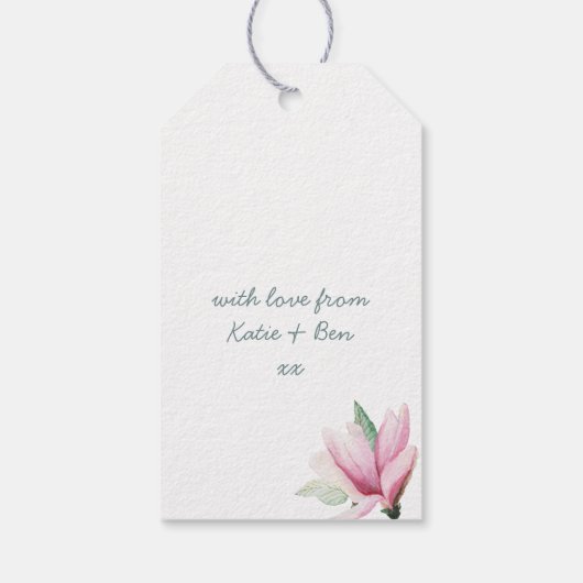 Rosa Magnolia-Blume Geschenkanhänger (Rückseite)