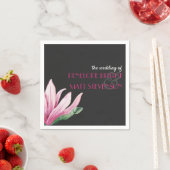 Rosa Magnolia Blume Grau Monogramm Hochzeit Serviette (Beispiel)