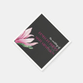 Rosa Magnolia Blume Grau Monogramm Hochzeit Serviette (Ecke)