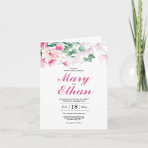 Rosa Magnolia Blume Hochzeit natürliche Einladung