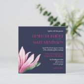 Rosa Magnolia-Blume im Blut | Blue Wedding Einladung (Stehend Vorderseite)