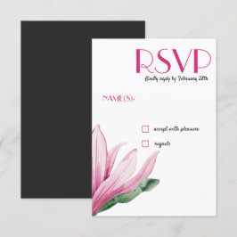 Rosa Magnolia-Blume in Blüte | Grey Wedding RSVP Einladung