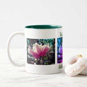 Rosa Magnolia Blume Personalisiert Zweifarbige Tasse