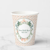 Rosa Magnolia Blume und Grünes Brautparty Pappbecher (Vorderseite)