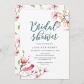 Rosa Magnolia Blumendusche Einladung (Vorne/Hinten)