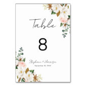 Rosa Magnolia Blumenzehen Tischnummer (Vorderseite)