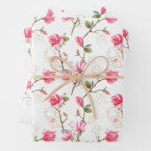 Rosa Magnolia Blüten Frühlingssommer Brautparty Geschenkpapier Set (Beispiel)