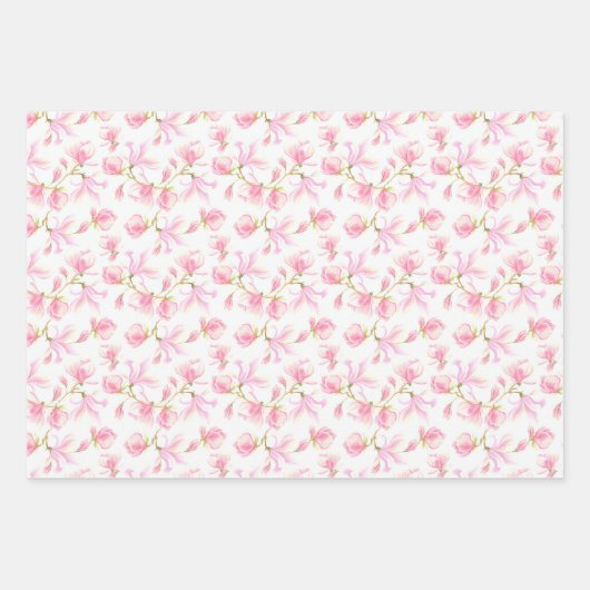 Rosa Magnolia Blüten Frühlingssommer Brautparty Geschenkpapier Set (Vorderseite 2)