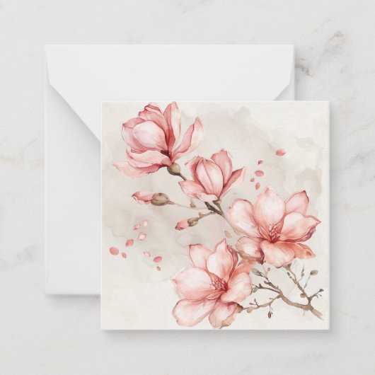 Rosa Magnolia Blüten Mitteilungskarte (Vorderseite)