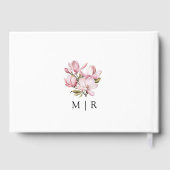 Rosa Magnolia Elegante Blumenzettel Gästebuch (Rückseite)