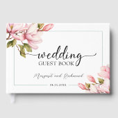 Rosa Magnolia Elegante Blumenzettel Gästebuch (Vorderseite)