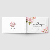 Rosa Magnolia Elegante Blumenzettel Gästebuch (Voll)