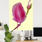 Rosa Magnolia große rosa Blume Aquarellkunst Poster (Heimbüro)