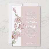 Rosa Magnolia Hochzeit Einladung (Vorderseite)