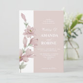 Rosa Magnolia Hochzeit Einladung (Stehend Vorderseite)