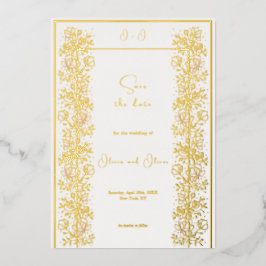 Rosa Magnolia Hochzeit Speichern Sie das Datum Folieneinladung