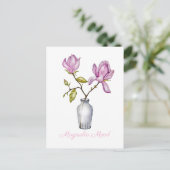 Rosa Magnolia Postkarte (Stehend Vorderseite)