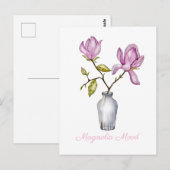 Rosa Magnolia Postkarte (Vorne/Hinten)