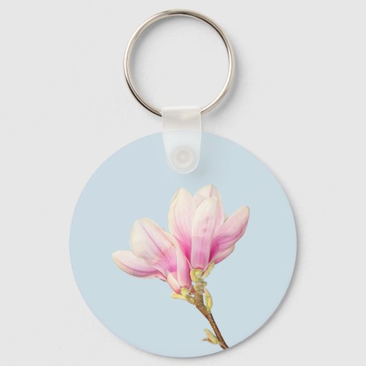 Rosa Magnolia Schlüsselring Schlüsselanhänger (Vorderseite)