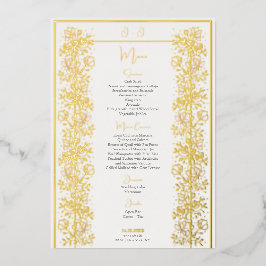 Rosa Magnolia Wedding Menu Card Folieneinladung