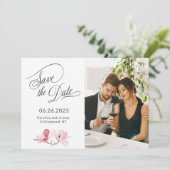 Rosa Magnolias-Foto Save the Date (Stehend Vorderseite)
