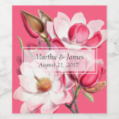 Rosa Magnolias Hochzeitsweinmarke Weinetikett (Einzelnes Label)