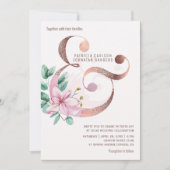 Rosa Magnolias Rose Goldmakrele und Hochzeit Einladung (Vorderseite)