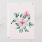 Rosa Magnolias Rose Goldmakrele und Hochzeit Einladung (Rückseite)