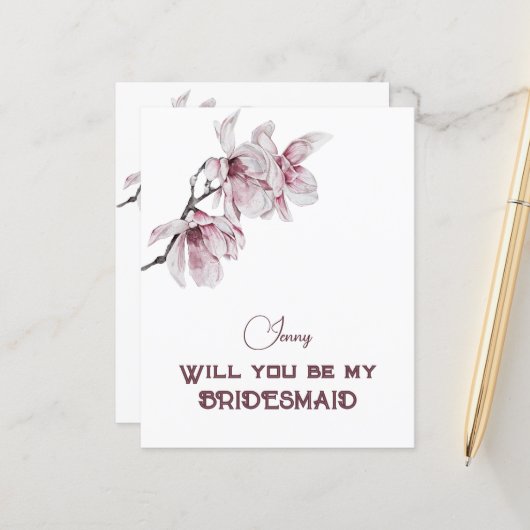 Rosa Magnolias wirst du meine Bridesmädchen sein (Vorderseite/Rückseite Beispiel)
