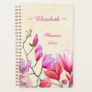 Rosa Magnolie Aquarell Anpassen/Personalisieren Planer