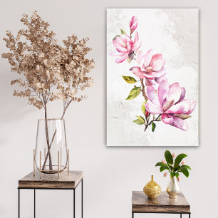 Rosa Magnolie auf Leinwand Wandkunst