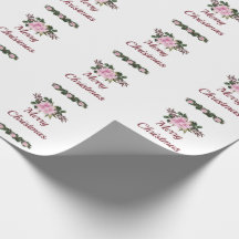 Rosa Magnolie Frohe Weihnachten Geschenkpapier