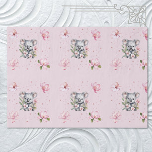 Rosa Magnolie Koala-Bär-Aquarell-Geschenk Seidenpapier