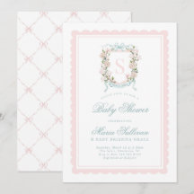 Rosa Magnolie Monogramm Baby Shower 'In Blüte'