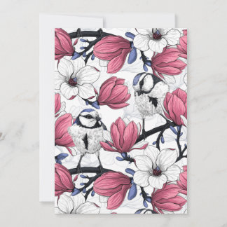 Rosa Magnolie und Blauzungenvögel