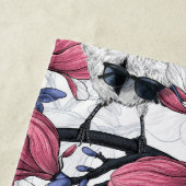 Rosa Magnolie und Blauzungenvögel Strandtuch (Beispiel)