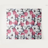 Rosa Magnolie und Blauzungenvögel Wandteppich (Vorderseite (Horizontal))