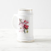 Rosa Magnolien-Blumen Bierglas (Vorderseite Links)