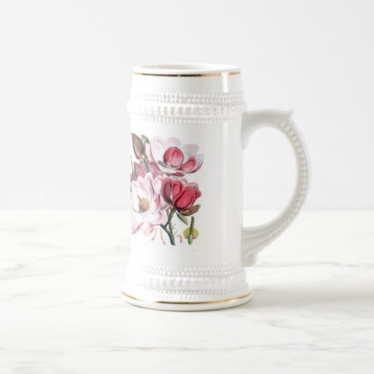 Rosa Magnolien-Blumen Bierglas (Rechts)
